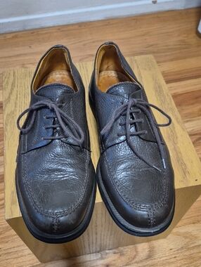 SANDRO MOSCOLONI Dress Shoes Men's 9.5 D Brown Pebble Leather Vineyard Lace Up
